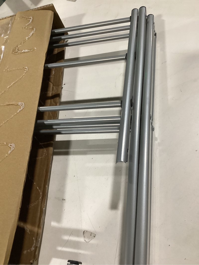 Condition photo showing As Is for Whitmor Foldable Clothes Drying Rack: 3 Tier Laundry Drying Rack, Collapsible Drying Rack Clothing, Portable Space Saving Clothing Rack for Indoor Outdoor, 22.6" L × 14.6" W × 41.3" H, Gray