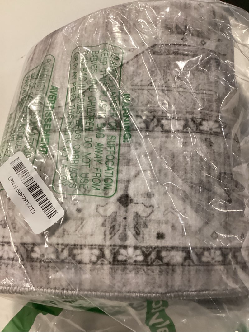 Condition photo showing Good Condition for washable area rugs 3x5 entryway: soft ultra thin low pile mat machine washable indoor doormat lightweight entry rug anti slip backing rugs for living room bedroom kitchen 3'x 5' grey light grey 3' x 5' (rectangular)