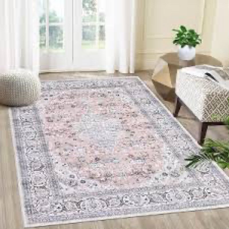 (Similar )Ultra Soft Gray Machine Washable Oriental Area Rug For Living Room, Bedroom