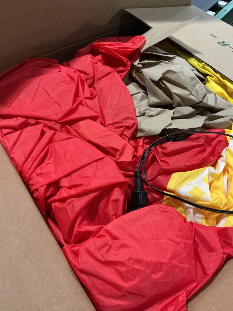 Condition photo showing As Is for Kalolary 15FT Giant Christmas Inflatable Outdoor Decoration, Merry Christmas Bell Inflatable Decorations with Build-in LED Ornaments Ball Blow Ups for Outside Holiday Party Lawn Garden Mall Decor Red Christmas Ball Outdoor