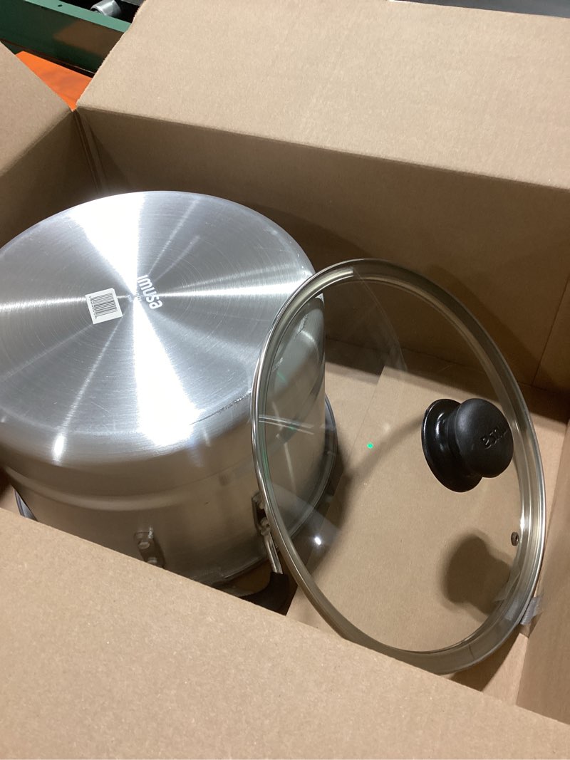 Condition photo showing As Is for IMUSA USA MEXICANA-410 Aluminum Steamer with Glass Lid 10-Quart, Silver, 10Qt