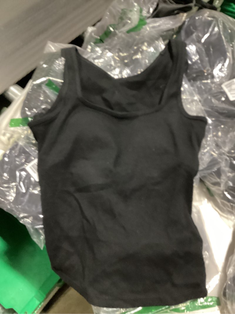 Condition photo showing Good Condition for suuksess women cotton rib squre neck tops sleeveless summer padded basic tank top medium 01 black