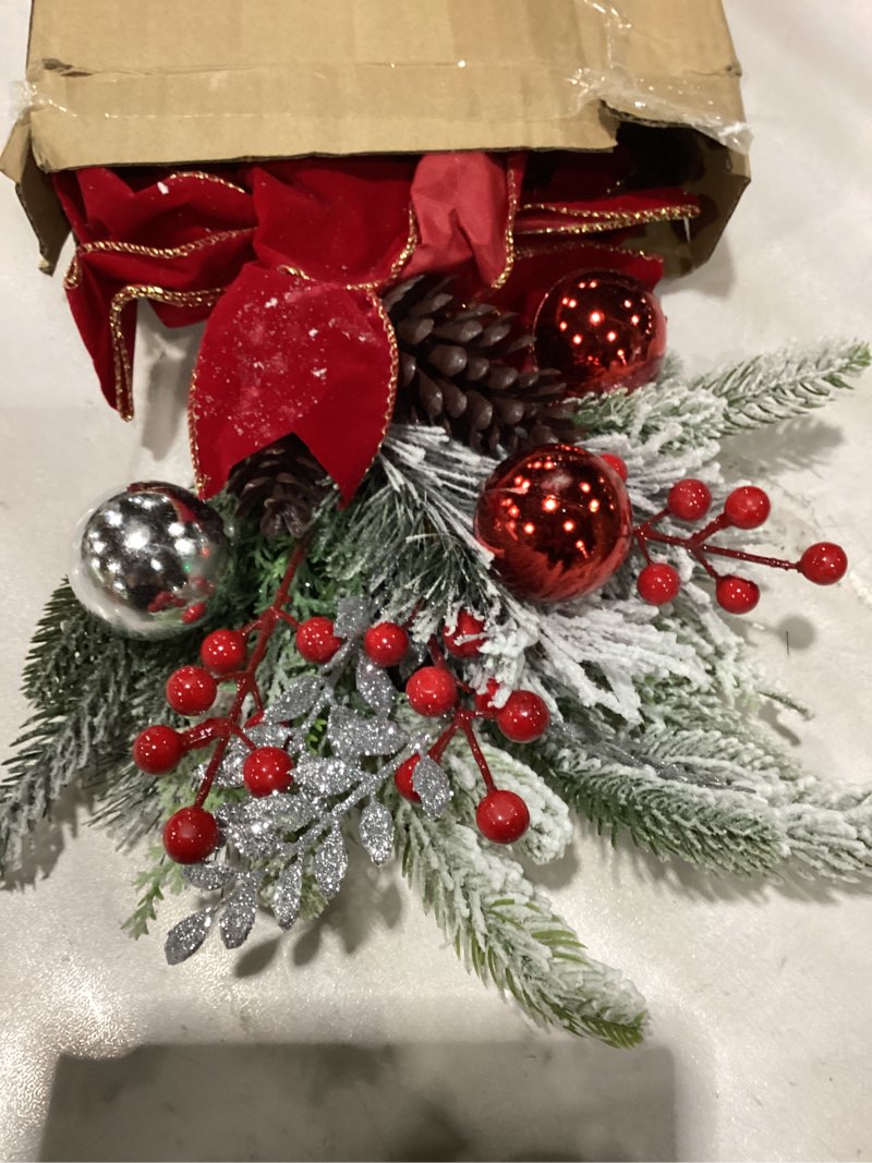 Artificial Christmas Swag Cordless Prelit Teardrop Swags Christmas Wreath with Lights Rustic Stair G