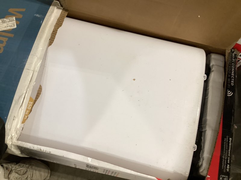 Condition photo showing As Is for 8,000 (doe) btu portable air conditioner cools 350 sq. ft. with remote control in white
