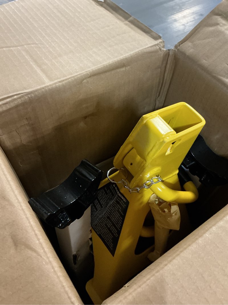 Condition photo showing Good Condition for yellow jacket car jack stands 3 ton with double locking and large foot base for lifting suvs, heavy duty steel, 6600 lb capacity, 1 pair, yellow yellow 3 ton double locking and upgraded base