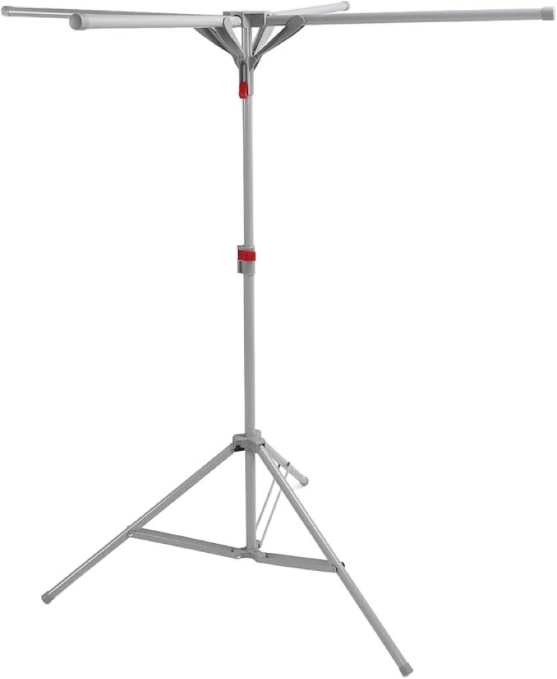 Tripod Clothes Drying Rack, 51.2 to 70.9in Foldable Clothes Drying Rack with 4 Rotatable Arms for Hangers for Indoor Apartment Balcony (Grey)