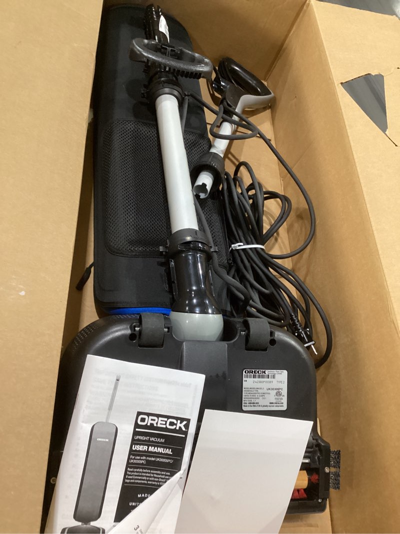 Condition photo showing As Is for oreck hepa swivel upright vacuum cleaner, lightweight bagged upright vac, hepa media filtration, traps debris and locks in dirt, swivel steering, corded vacuum cleaners for home use swivel upright bagged, not tested