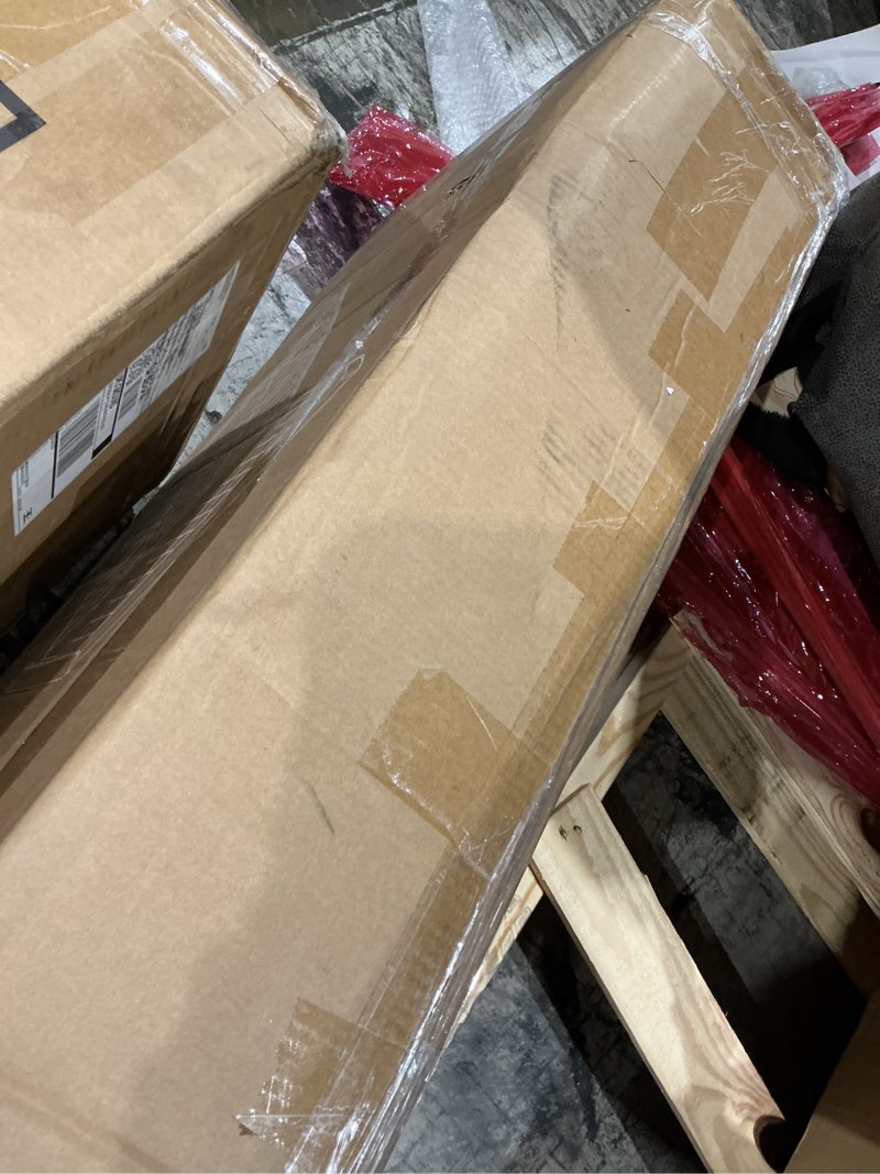 Condition photo showing New/Like New for dumos king size upholstered platform bed frame, king bed with storage drawers and fabric headboard, wooden slats support, 1323 lbs weight capacity, no box spring needed, easy assembly, gray king (u.s. standard) dark gray