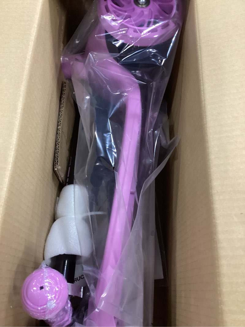 Condition photo showing New/Like New for ZIFFY Multicolor 3 Wheel Scooter for Kids 3-5, Toddler Kick Scooters with LED Light-Up Wheels for Boys and Girls, 5 Adjustable Height and Lean-to-Steer Design, Support up to 110 lbs by JOVA Purple