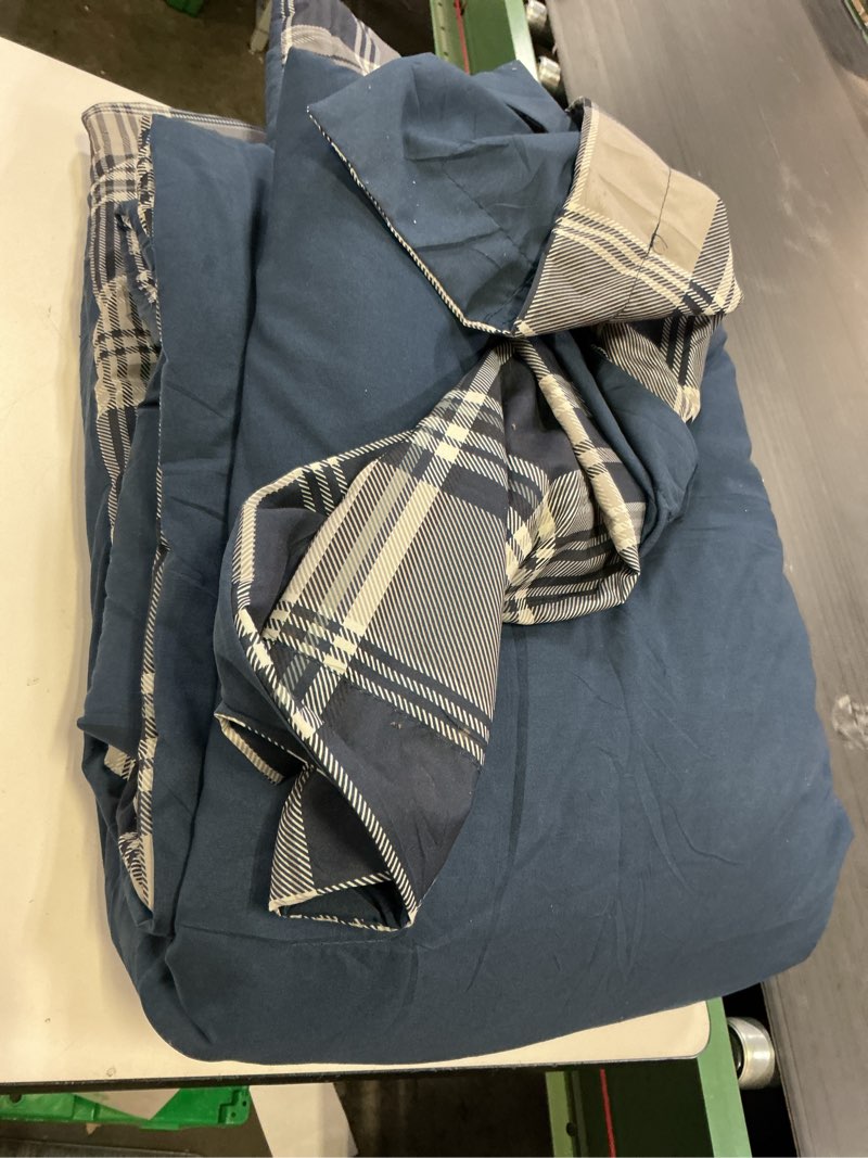 Condition photo showing As Is for MaiRêve Twin XL Size Plaid Comforter Set Blue White, Classic 5 Pieces Farmhouse Bedding Set, All Season Lightweight Bed in A Bag with Sheets, Pillowcase & Sham Blue White Twin XL