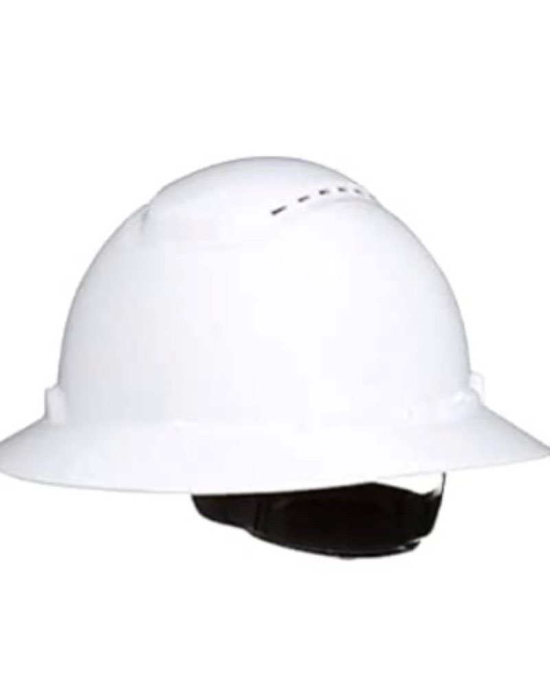 SecureFit Hard Hat SecureFit H-801SFV-UV, White, Vented Full Brim Style Safety Helmet with Uvicator Sensor, 4-Point Pressure Diffusion Ratchet Suspension, ANSI Z87.1, Medium White One Size Vented with Uvicator