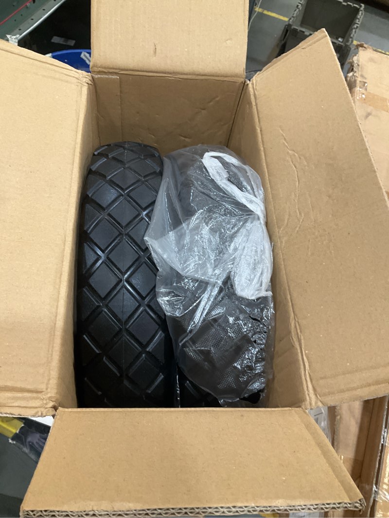 Condition photo showing Good Condition for cenipar 4.80/4.00-8" flat-free tire and wheel, 16" solid wheelbarrow tires with 5/8" or 3/4" bearings, 3-7" centered hub 4.80/4.00-8 tire and wheel for wheelbarrow garden trolley and wagons(black) black 4.80/4.00-8"