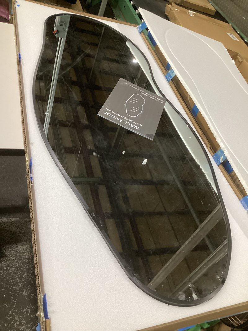 Condition photo showing Good Condition for wavy wall mirror -55''×24'' irregular wall mirror decorative alloy framed mirrors abstract artistic mirrors wavy mirror for cloakroom/bedroom/living room/entryway?black? black 55"l x 24"w