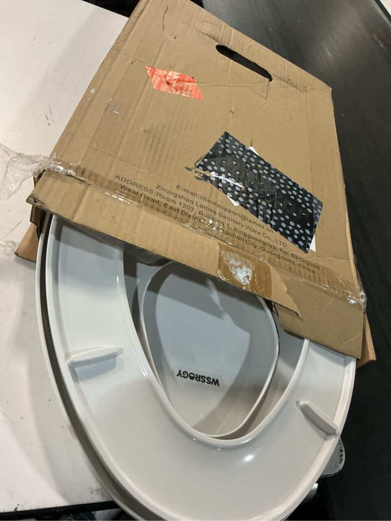 Condition photo showing Good Condition for wssrogy elongated toilet seat with toddler seat built in, slow close, fits both adult and child, potty training seat, magnetic kids seat and cover, plastic, white