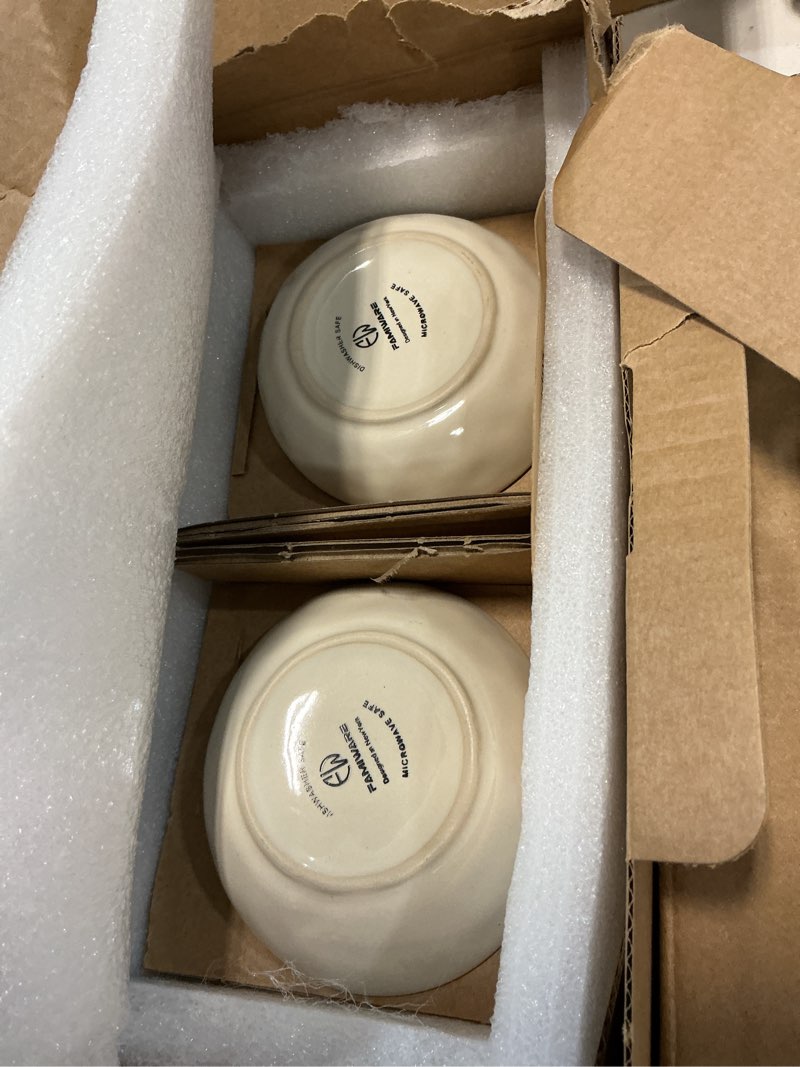 Condition photo showing Good Condition for famiware ocean soy sauce dishes of 6, oval dipping sauce cups/bowls/dishes for kitchen, 2.1oz ceramic small bowls for side dish, appetizers, snacks, and sushi, dishwasher safe, vanilla white vanilla white ocean series