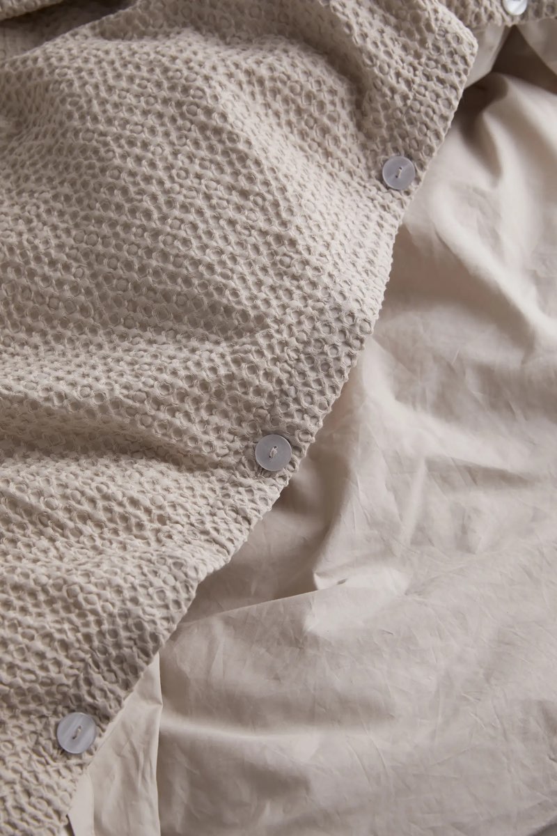 Organic Luxe Honeycomb Duvet Cover Set Color: Sand Size: Full/Queen