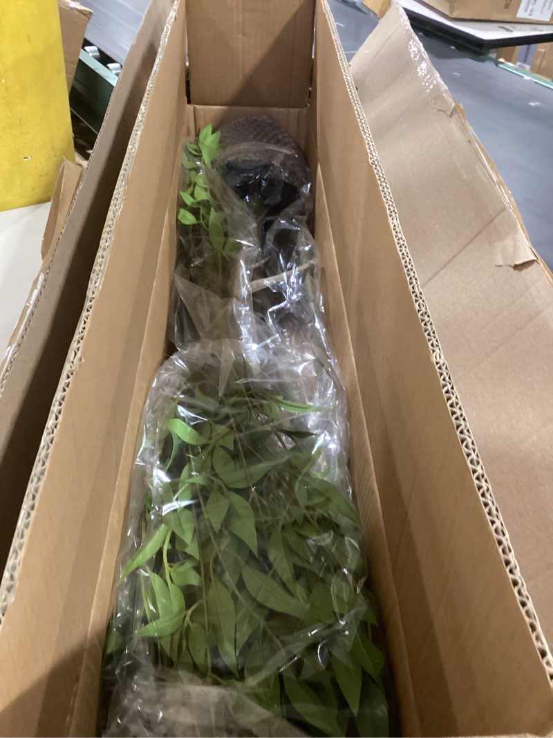 Condition photo showing Good Condition for 4.6ft Faux Bamboo Tree Artificial Nandina Tree Artificial Indoor Plants Realistic Fake Potted Tree with 800+ Leaves, Cement Planter - Home Office Decor Perfect for Housewarming Gift Non-Toxic 4ft 7in Green