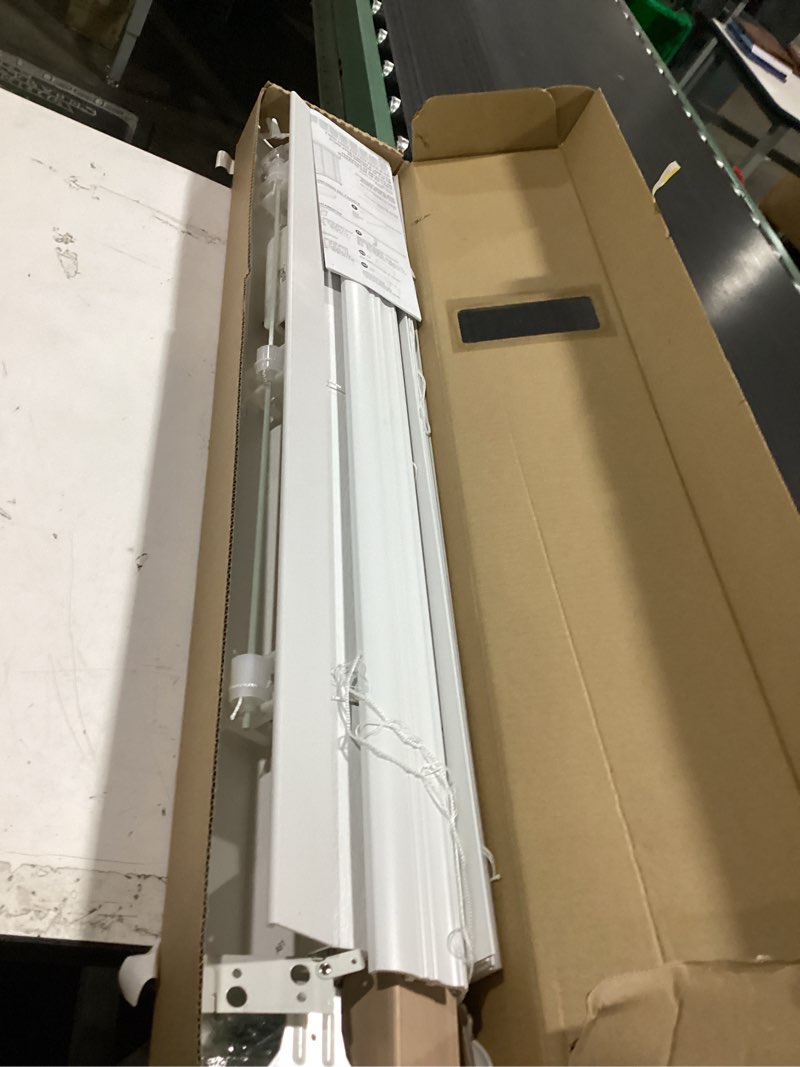 Condition photo showing Good Condition for allen + roth trim at home 2-in slat width 34-in x 64-in cordless white faux wood room darkening horizontal blinds