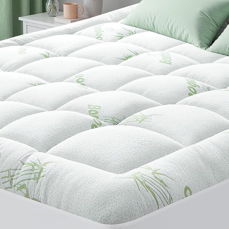 hyleory mattress topper king size - thick bamboo-viscose cooling pillow top mattress pad breathable 
