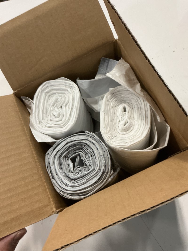Condition photo showing As Is for plasticplace 4 - 6 gallon white drawstring bags, 100% prime material, 17x20, 0.7 mil, 200/case 200 count (pack of 1) white