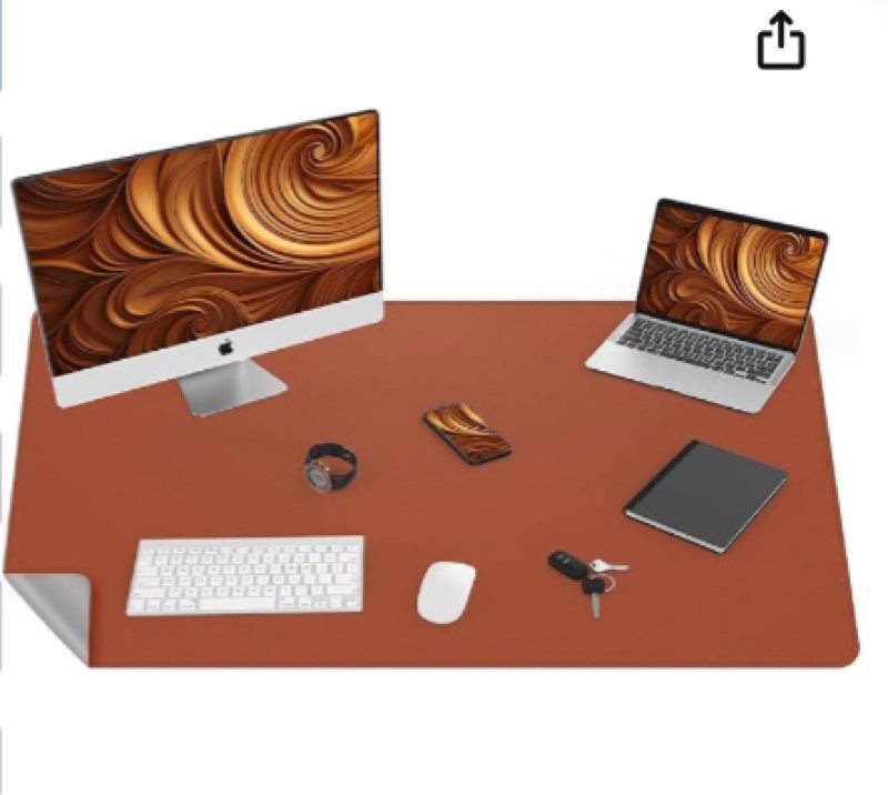 Large Leather Desk Mat 55"x24" - Double-Sided Office Desk Pad Protector | Spillproof & Non-Slip | Reversible Blotter for Keyboard, Mouse | Fits Home Office (Brown Stone Grey)
