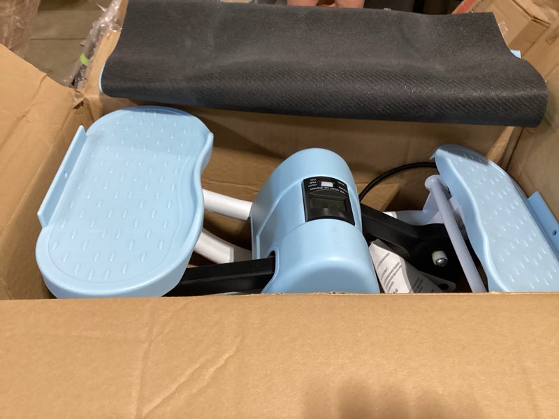 Condition photo showing As Is for yottoy lateral rock stepper for exercise at home with digital monitor/resistance bands, portable rocking stepper side to side for home workout, intense legs & glutes activation & fat burning blue