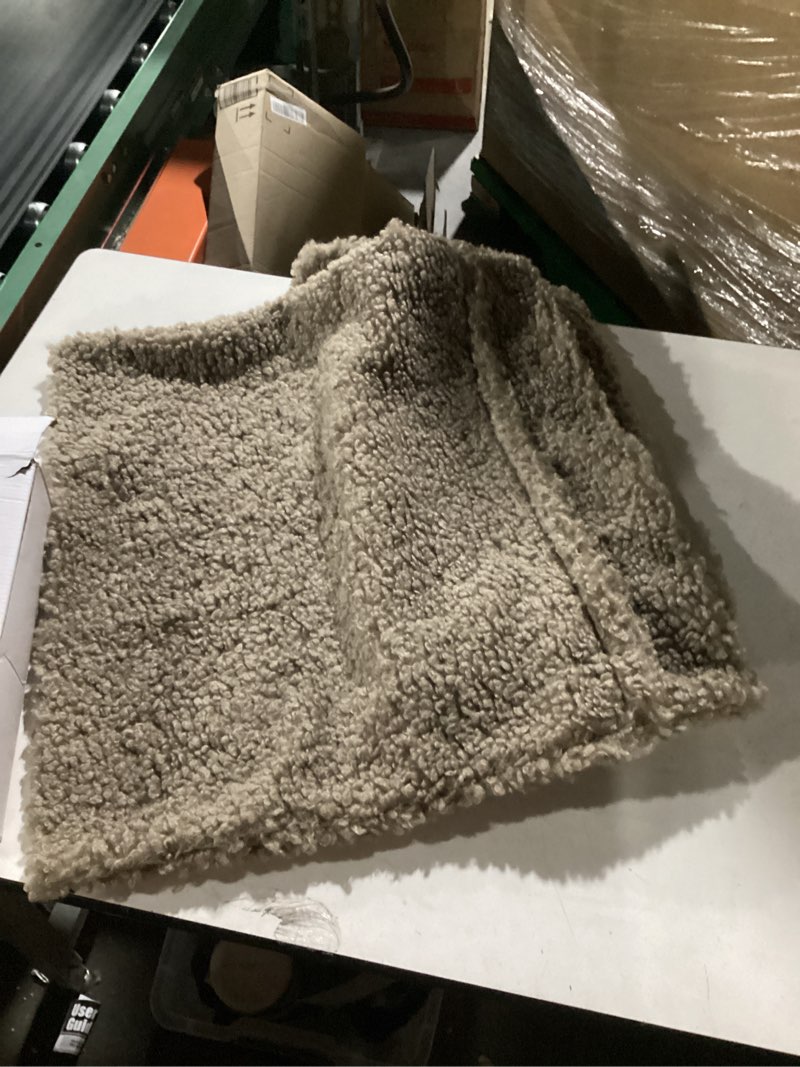 Condition photo showing Good Condition for Woaboy Faux Fur Throw Pillow Covers 24x24 Inch Set of 2 Boucle Neutral Decorative Sherpa Fuzzy Accent Soft Sheepskin Fleece Cushions Euro Modern Home Decor for Couch Sofa Bedroom Living Room,Khaki 24" x 24" (Pack of 2) Khaki