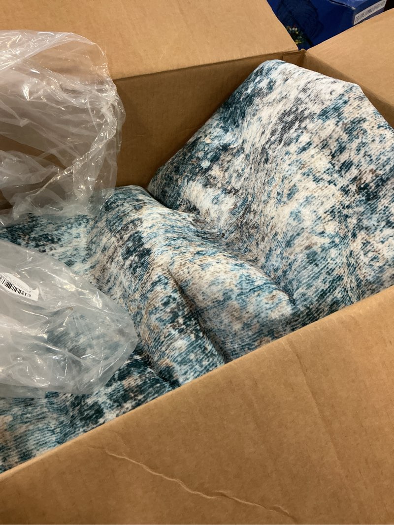 Condition photo showing As Is for LEPEII 8x10 Area Rugs, Machine Washable Low Pile Rugs for Living Room, Modern Abstract Area Rugs for Bedroom, Large Area Rug with Non-Slip Backing for Dining Room-Blue