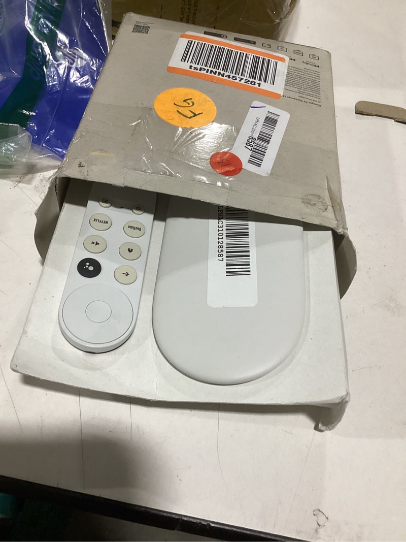 Condition photo showing As Is for google tv streamer 4k - fast streaming entertainment on your tv with voice search remote - watch movies, shows, live tv, and netflix in 4k hdr - smart home control - 32 gb of storage - porcelain