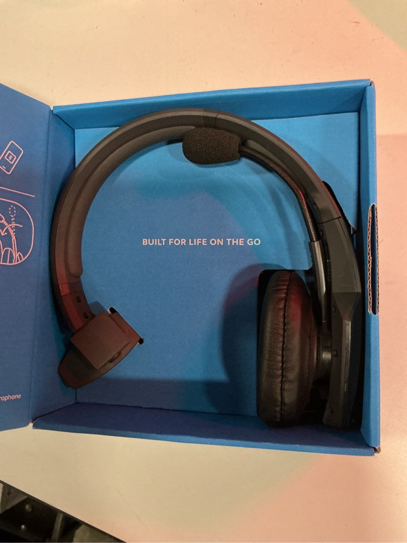 Condition photo showing Good Condition for blueparrott b450-xt mono bluetooth wireless headphones 96% noise canceling over head trucker headset with mic, all day comfort padded headband, 300 ft. wireless range, 24 hrs. talk time, black
