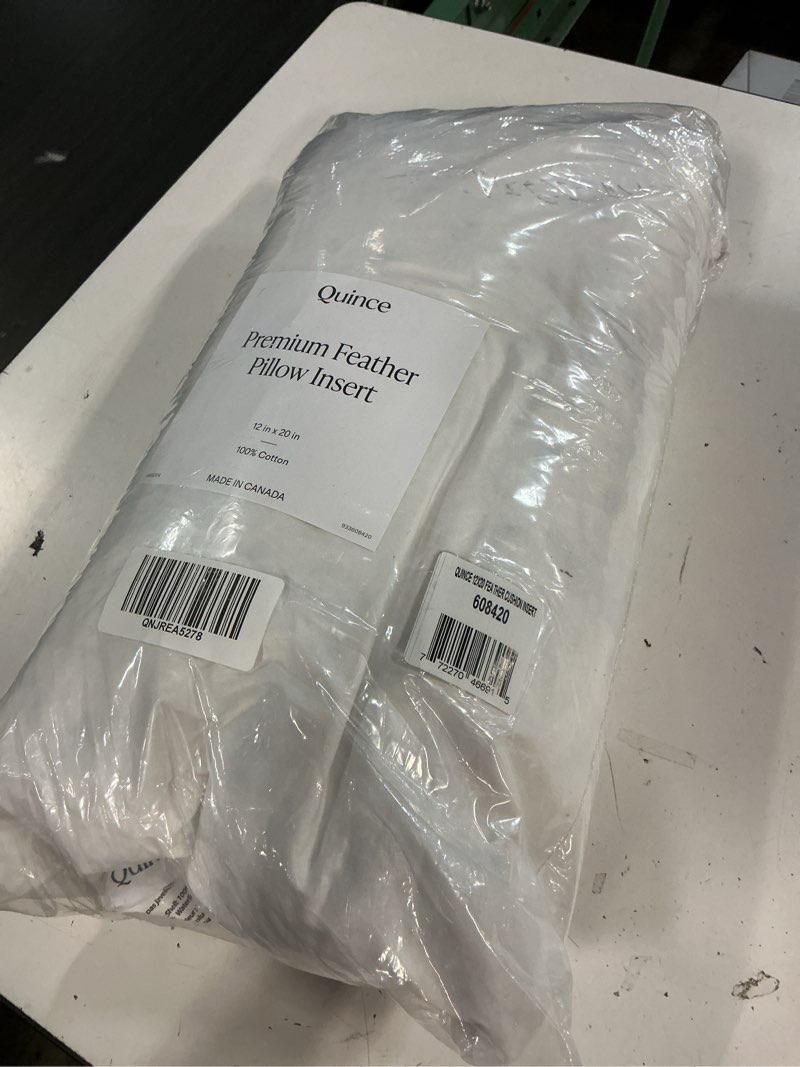 Condition photo showing As Is for quince premium down pillow 1 piece ,12x20 in