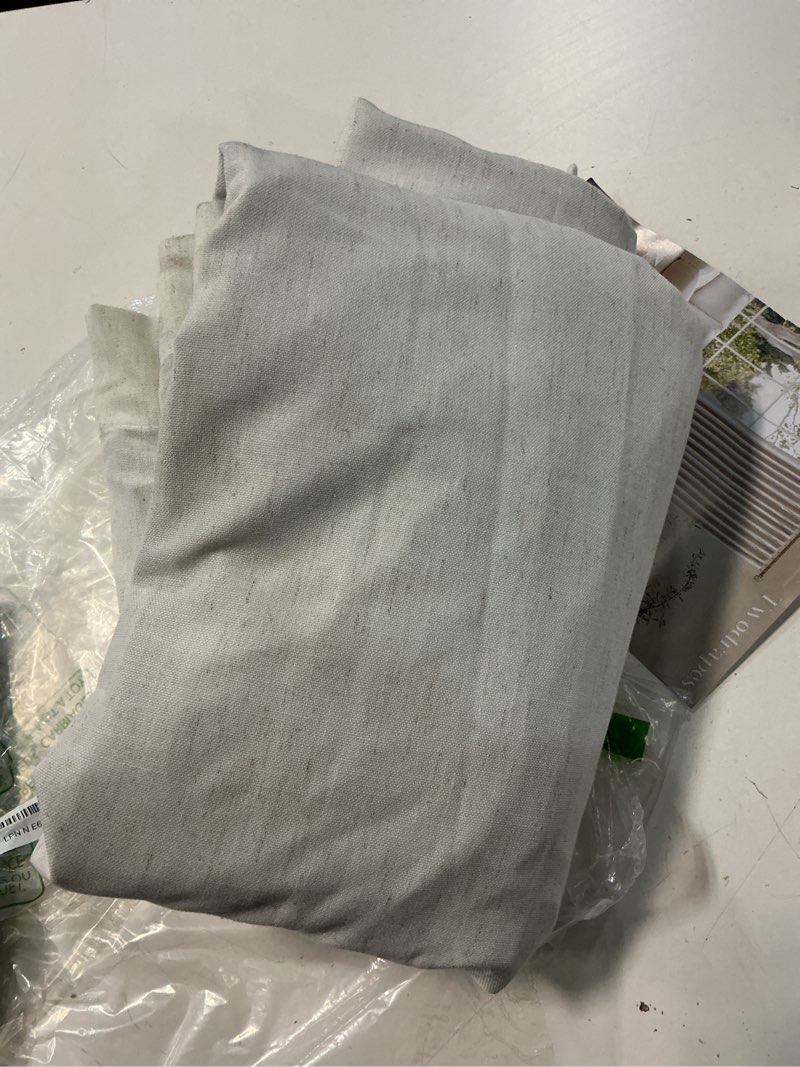 Condition photo showing Good Condition for pinch pleated linen blackout curtains 96 inches long for living room 2 panel set cream ivory 100% black out pinch pleat hooks rings back tab 96 inch curtain 2 layer drapes with liner bedroom window natural linen 40"w x 96"l (pack of 2)