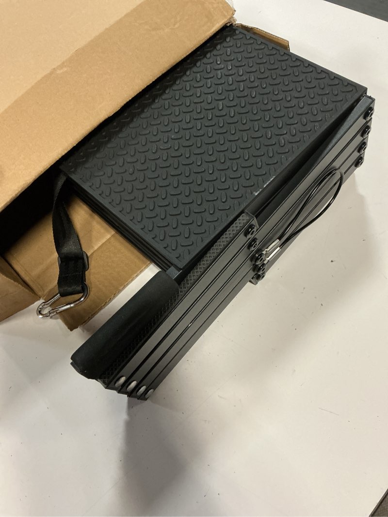 Condition photo showing Good Condition for Foldable Dog Car Steps - Upgraded Non-Slip Pet Stairs for Large Dogs, Portable Metal Frame Dog Ramps for High SUV, Truck and Cars, Lightweight Pet Ladder with High Load-Bearing Capacity?Up to 350Lbs 5 Steps