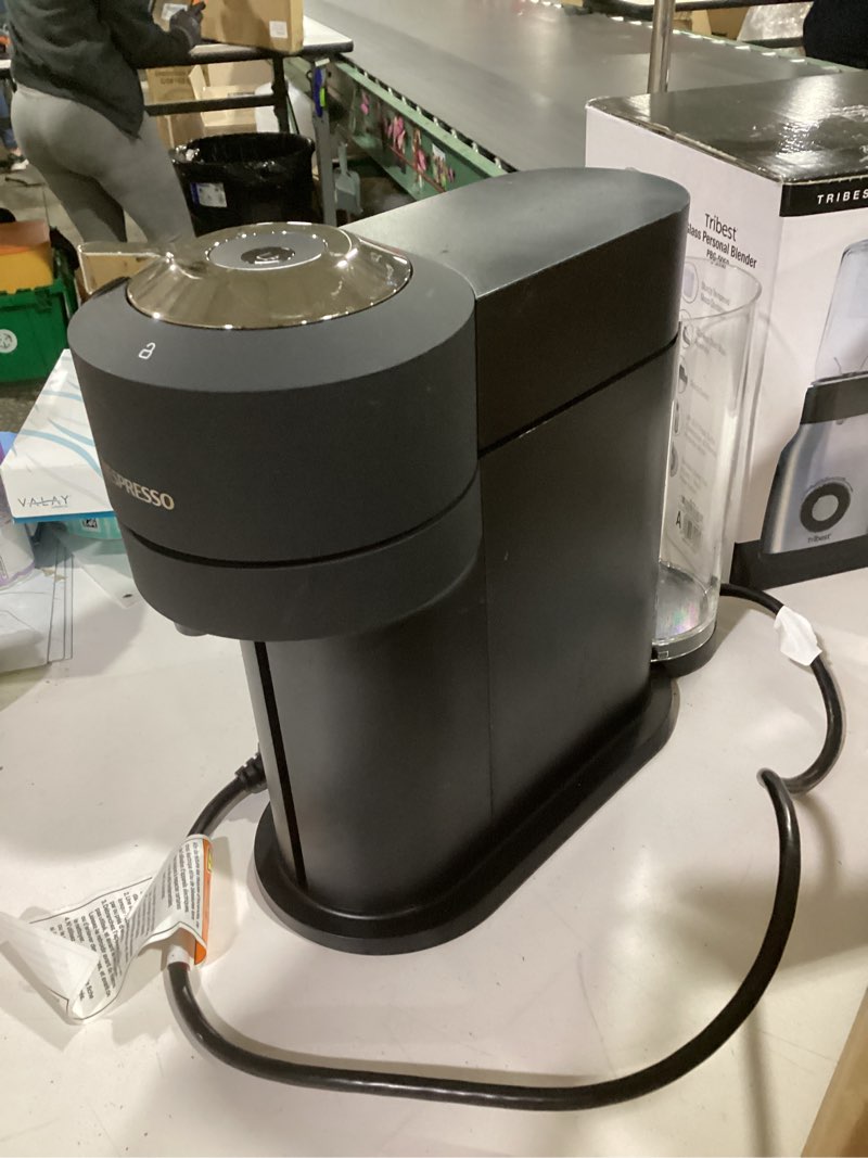 Condition photo showing As Is for **no tray or lid to tank**nespresso vertuo next premium coffee and espresso maker by breville with aeroccino milk frother black machine + milk frother