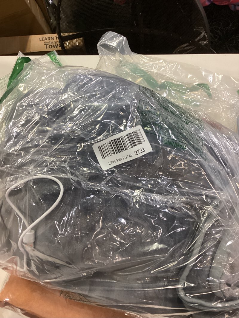 Condition photo showing New/Like New for Battery Operated USB Heated Blanket – Cordless Rechargeable Throw with Portable Battery Pack, Far Infrared Heat, Ultra-Soft Faux Rabbit Fur for Home, Office, Travel, Camping Powder Navy