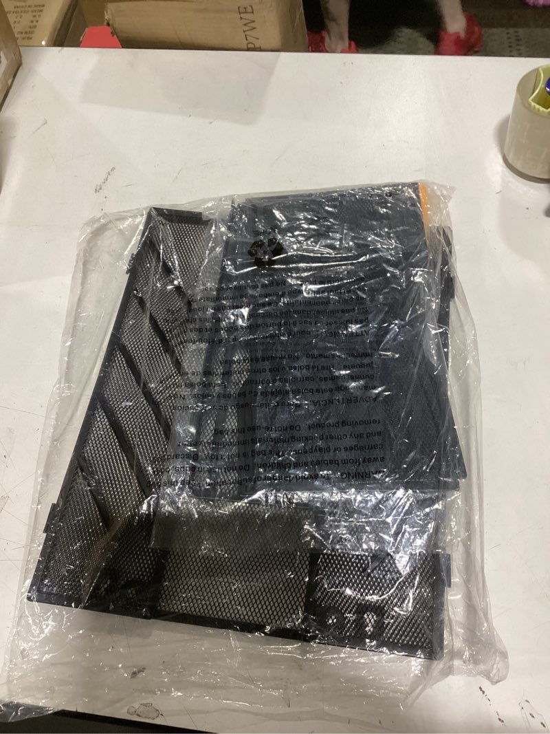 Condition photo showing New/Like New for 6 tier hanging file organizer, mesh wall file holder paper folder rack with bottom flat tray for office home, black black 6-t