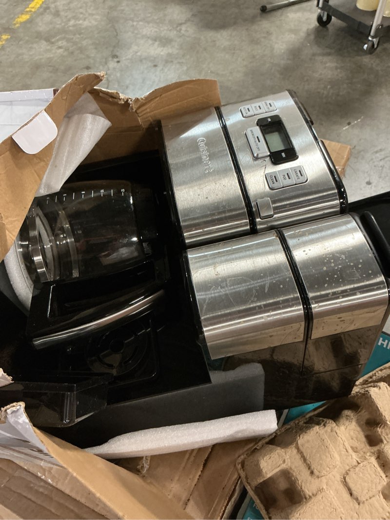 Condition photo showing As Is for Cuisinart Coffee Center Grind and Brew Plus, Built-in Coffee Grinder, Coffeemaker and Single-Serve Brewer with 6oz, 8oz and 10oz Serving Size, Black/Silver, SS-GB1NAS 12-Cup Glass Grind & Brew Plus Stainless