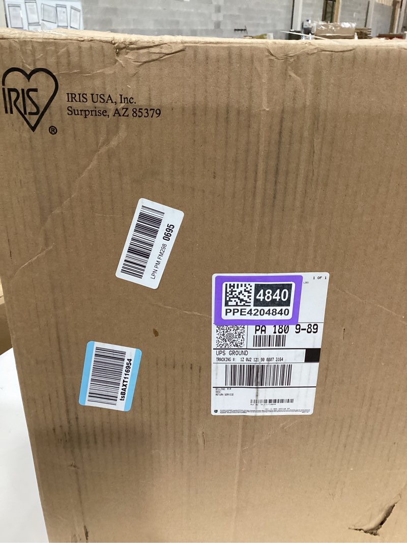 Condition photo showing Good Condition for iris usa 5 gallon lockable storage bins with lids, 6 pack - made in usa, heavy duty, stackable containers, garage organizing bins moving tubs, rugged sturdy equipment utility box - black black 5 gal - 6 pack