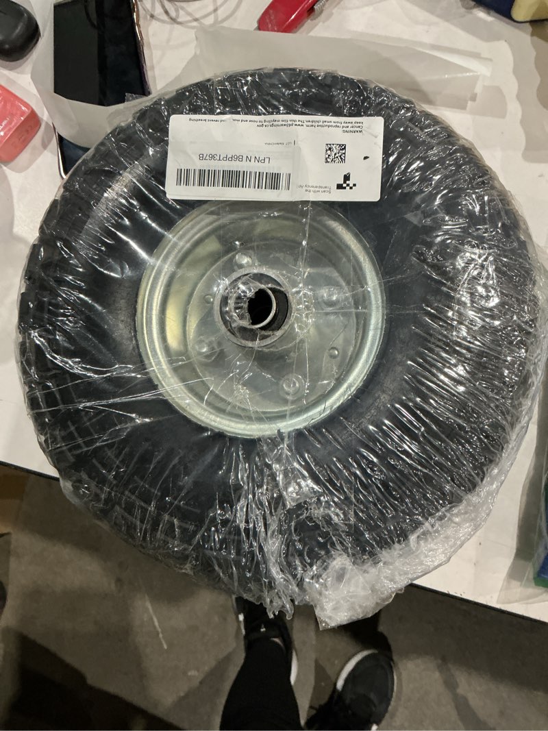 Condition photo showing Good Condition for ar-pro (2-pack) 10-inch solid rubber tire wheels - replacement 4.10/3.50-4" flat free tire with 5/8" bearings, 2.2" offset hub - compatible with hand truck, wheelbarrow, dolly, gorilla carts silver