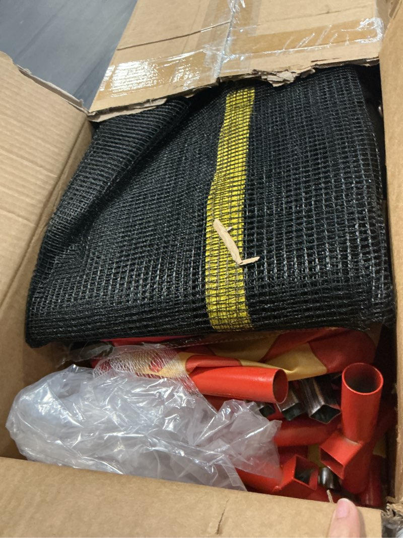 Condition photo showing Good Condition for 55" Trampoline for Kids with Enclosure, 440lbs Capacity Indoor & Outdoor Toddler Trampoline with Adjustable Gymnastics Bar & Toys, for Boys & Girls Giraffe