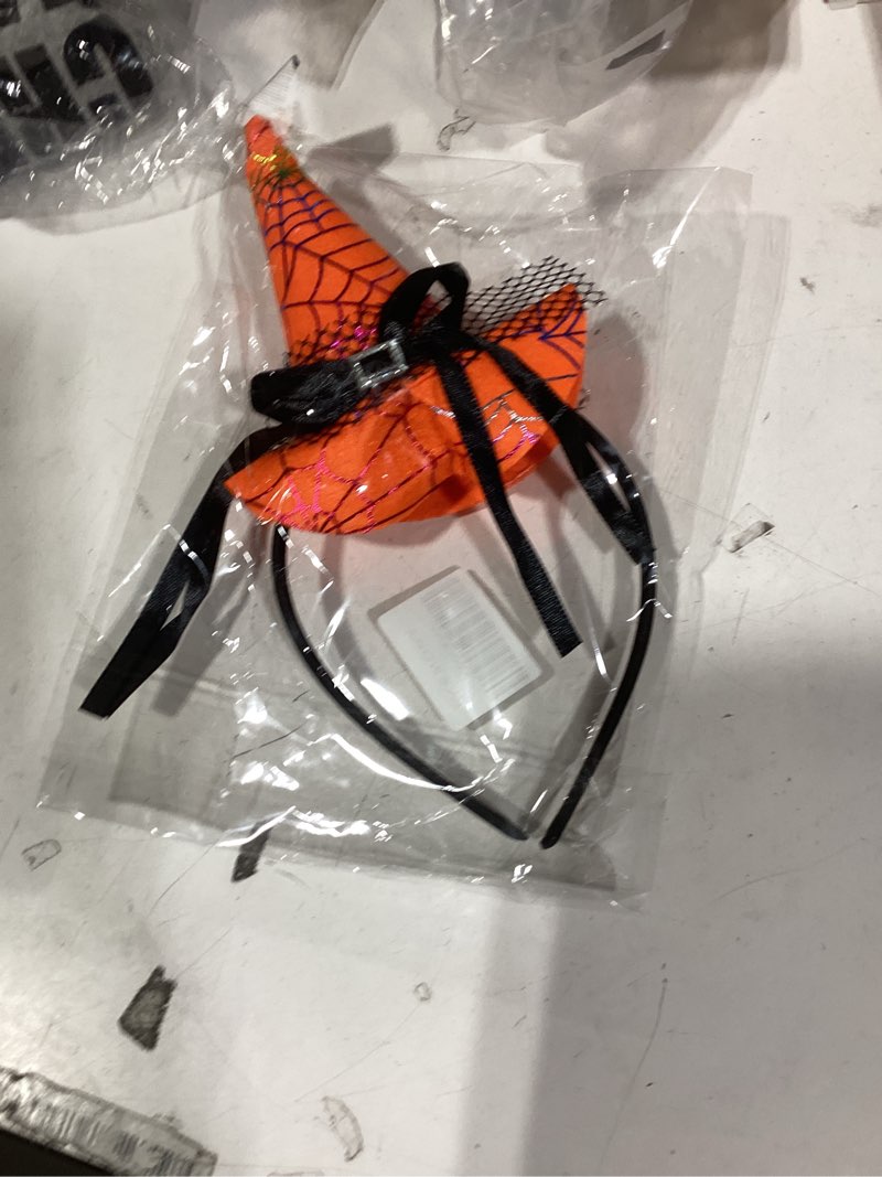 Condition photo showing New/Like New for Similar product orangeHalloween Witch Hat Headband – Black Gothic Bat Hairband with Black Flower & Stretchy Elastic Band | Halloween Hair Accessories for Women Witch Costume, Cosplay, Festival Party Decoration Black Witch