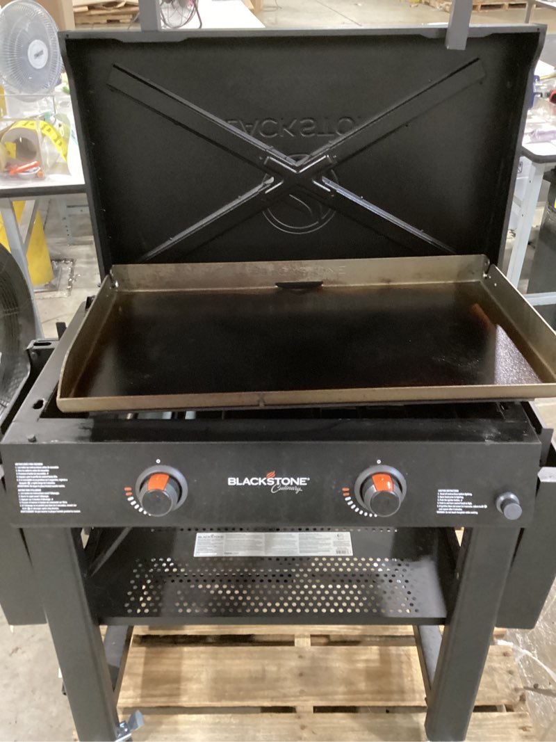 Condition photo showing As Is for blackstone 30" culinary omnivore griddle with hood 2-burner liquid propane flat top grill
