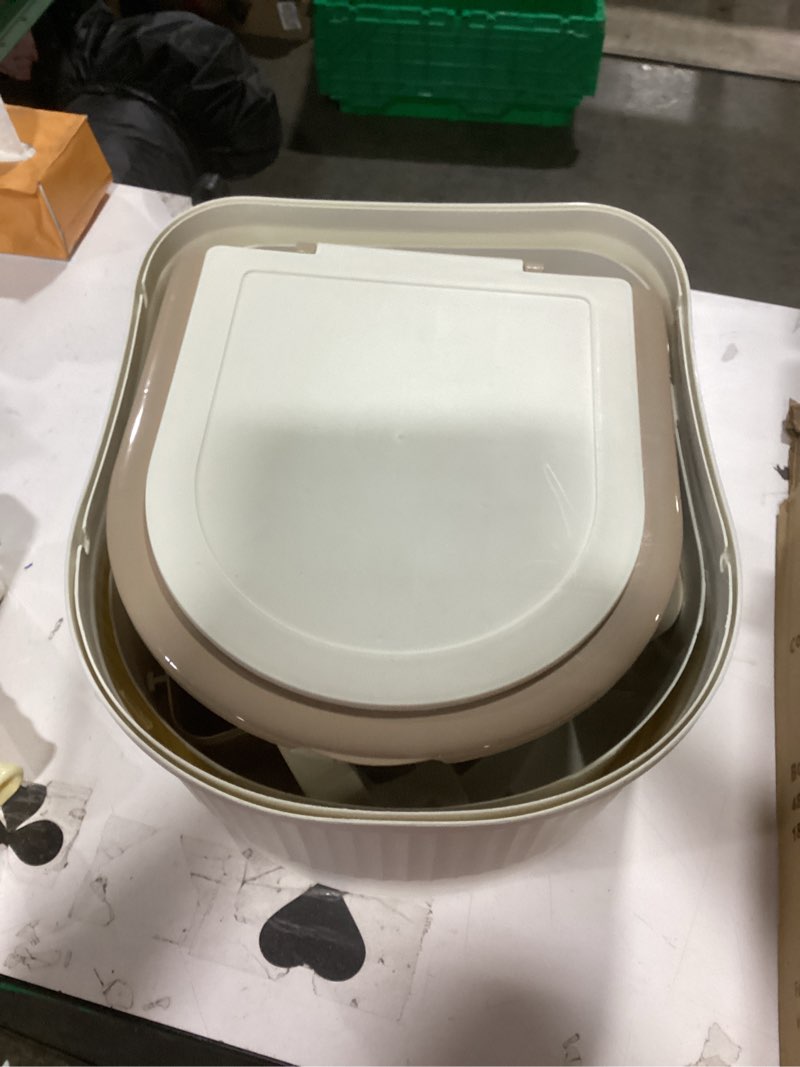 Condition photo showing Good Condition for (similar to )happygrill portable outdoor travel toilet for rv, camping, boating, hiking trips - detachable inner bucket and toilet paper holder