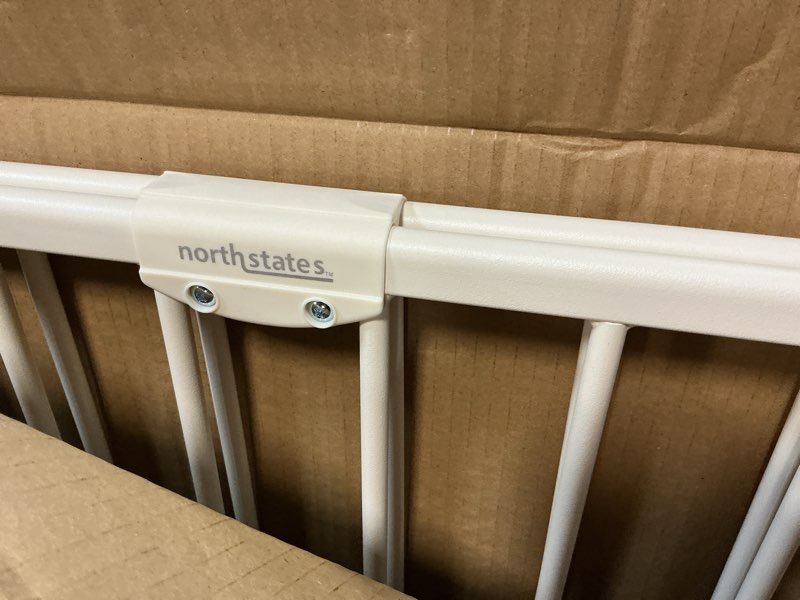 Condition photo showing Good Condition for toddleroo by north states - tall easy swing & lock baby gate series 2: metal safety gate for stairs & doorways - adjustable 28.68 to 47.85 inches wide - 36 inches tall - warm white