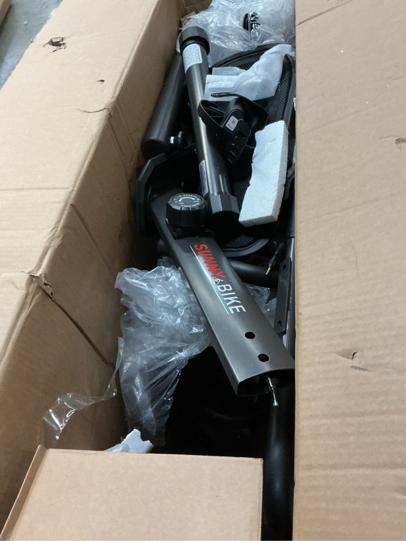 Condition photo showing As Is for Sunny Health & Fitness Smart Recumbent Exercise Bike, Adjustable Cushion Seat & Mesh Back-Rest for Home Training, Magnetic Resistance & Belt-Drive for Quiet & Smooth workout, Free SunnyFit App Connect