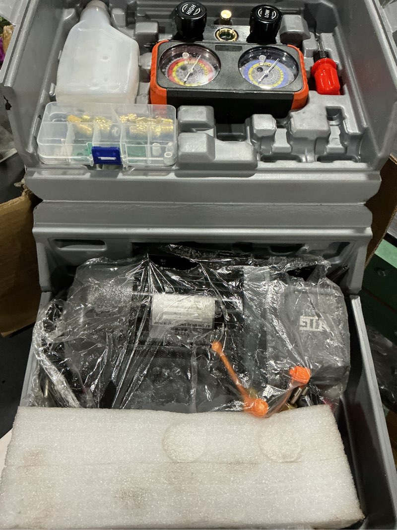 Condition photo showing Good Condition for vtg vogten r1234yf ac vacuum pump and gauge set,4.5cfm vacuum pump manifold gauge kit for auto hvac compatible with r1234yf,r404a,r134a,includes leak detector,r1234yf can tap,quick coupler adapters