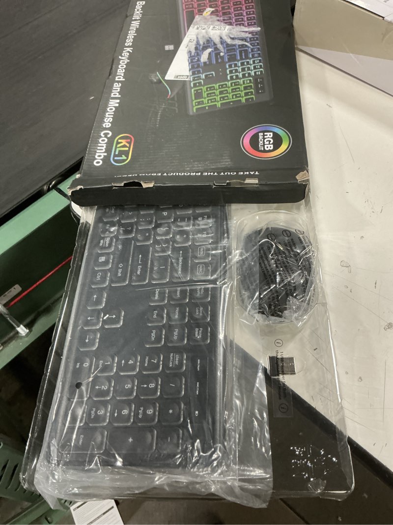 Condition photo showing Good Condition for wireless keyboard and mouse combo, rgb backlit, rechargeable & light up letters, full-size, soft typing, sleep mode, 2.4ghz quiet keyboard set for mac, windows, laptop, pc, trueque km42pro (black)