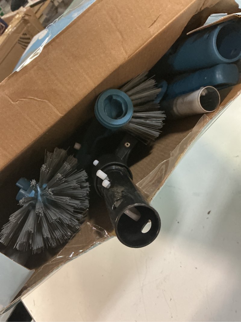 Condition photo showing As Is for sepetrel deluxe swimming pool cleaning kit including half-deep fine mesh pool leaf skimmer net,12" round pool brush head & 70.5" pole, for above ground pools,ponds,spas,hot tubs