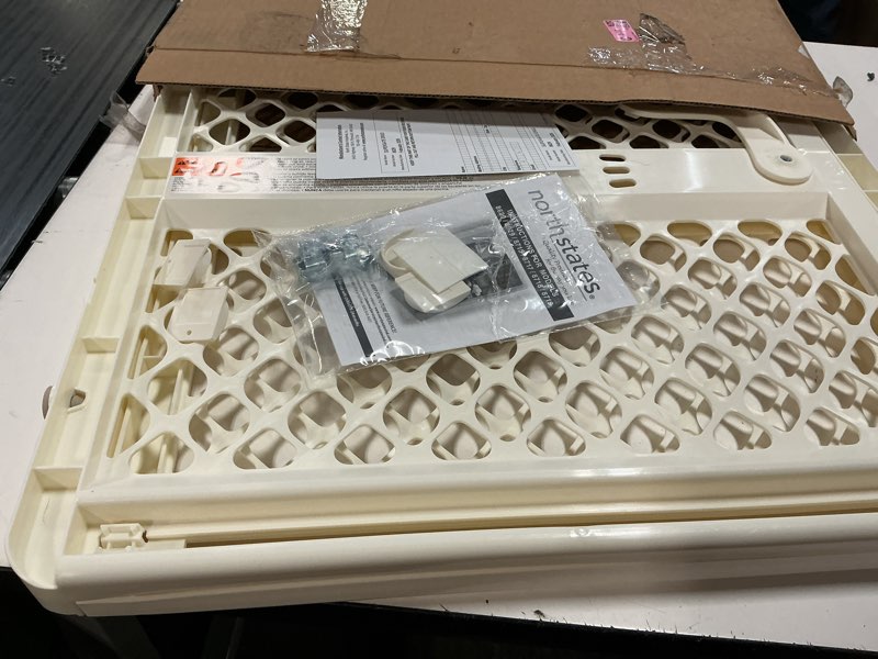 Condition photo showing Good Condition for toddleroo by north states - supergate ergo baby gate: plastic baby gate for stairs & doorways - adjustable indoor safety gate - made in usa - 26 to 42 inches wide - 26 inches tall - ivory