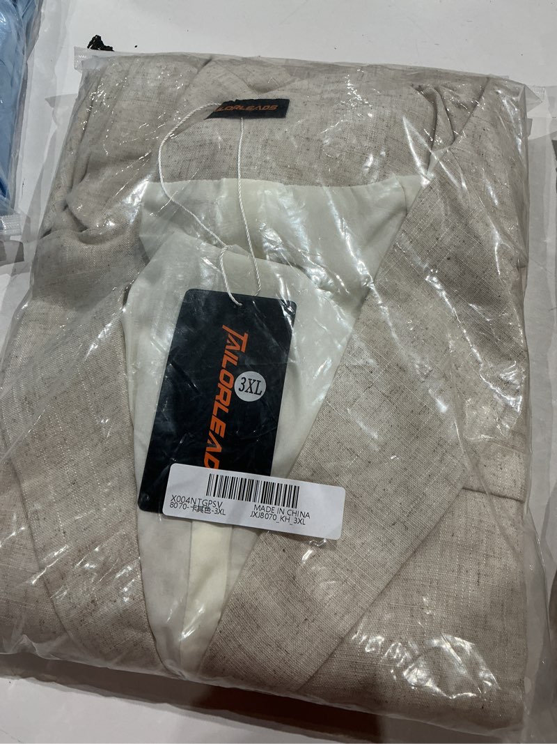 Condition photo showing New/Like New for corski men's casual blazer linen sport coat two button lightweight jackets business daily suit 3x-large linen khaki